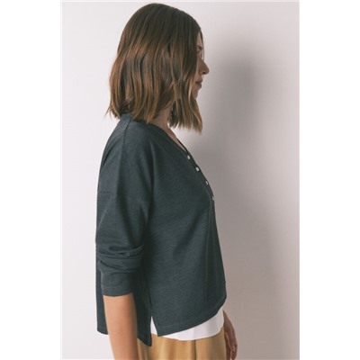 Camiseta manga larga waffle gris