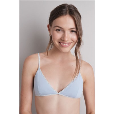 Sujetador triangular algodón copas extraíbles azul