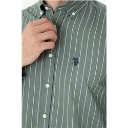 Erkek Haki Uzun Kollu Gömlek