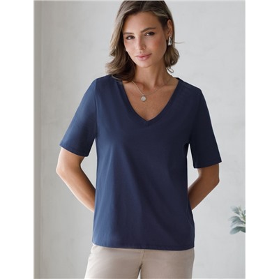 Футболка из 100% хлопка с V-образным вырезом