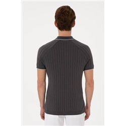 Erkek Slim Fit Bisiklet Yaka Antrasit Tişört