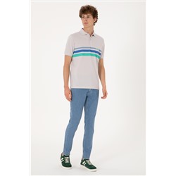 Erkek Regular Fit Polo Yaka Açık Gri Tişört