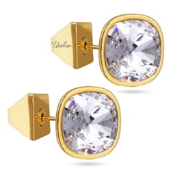 Пусеты Триумф (кристаллы SW белые 10мм; покрытие золото), Есть комплект