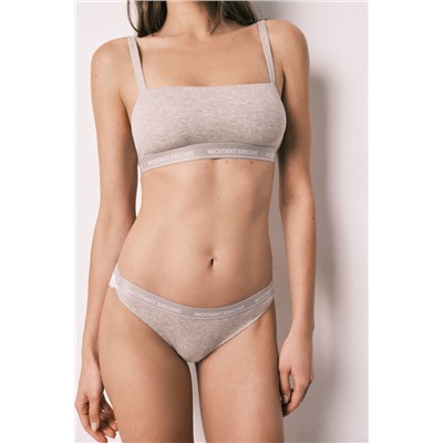 Braga clásica algodón canalé marrón