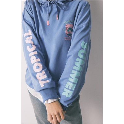 Sudadera capucha felpa algodón azul