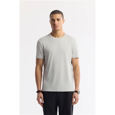 Avva, Erkek Taş Soft Touch Bisiklet Yaka Flamlı Basic T-shirt B001031