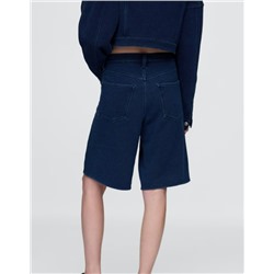 11" Mid Rise French Terry Denim Longline Shorts