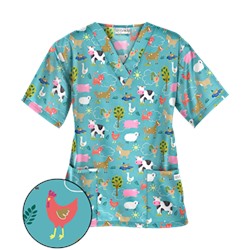 UA On The Farm Amazing Aqua Scrub Top