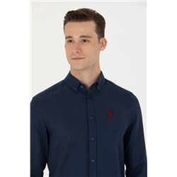 Erkek Lacivert Uzun Kollu Basic Gömlek