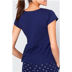 Топ Ode с оборками темно- синего цвета