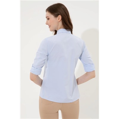 Kadın Açık Mavi Uzun Kollu Basic Gömlek