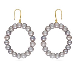 Серьги (жемчуг светло-серый 7мм; покрытие золото), Есть комплект