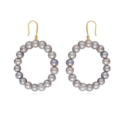 Серьги (жемчуг светло-серый 7мм; покрытие золото), Есть комплект