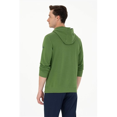Erkek Yeşil Kapüşonlu Sweatshirt