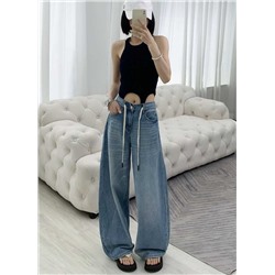 Женские джинсы на резинке со шнурком