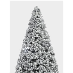 Ель искусственная, 42 см, с подсветкой, в горшке, пластик/дерево, серебристая, Interior silver