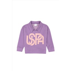 Kız Çocuk Lila Polo Yaka Sweatshirt