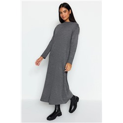 TRENDYOL MODEST Füme Boğazlı Yaka Triko Elbise TCTAW23EB00001