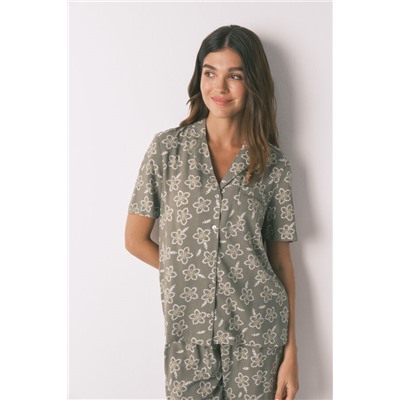 Pijama Capri viscosa flores kaki