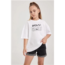 Defacto Kız Çocuk Oversize Fit Kısa Kollu Tişört B0732A823HS