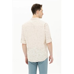 Erkek Ekru Uzun Kollu Gömlek