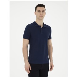 Lacivert Slim Fit %100 Pamuk Polo Yaka Basic Tişört