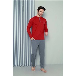 AHENGİM Man Erkek Pijama Takımı Uzun Kol Süprem Cep Parçalı Pamuklu Mevsimlik M58142264 1-2-10001207