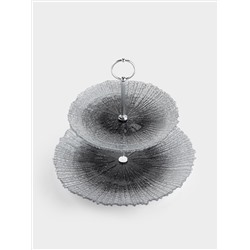 Подставка для пирожных, 21х28/26 см, 2 яруса, стекло/металл, серебристо-серая, Avila