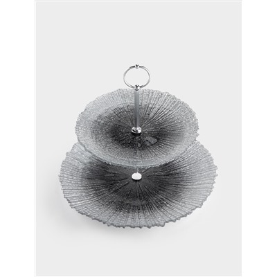 Подставка для пирожных, 21х28/26 см, 2 яруса, стекло/металл, серебристо-серая, Avila