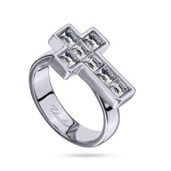 Кольцо Квадро (кристаллы SW белые; покрытие родий), Есть комплект