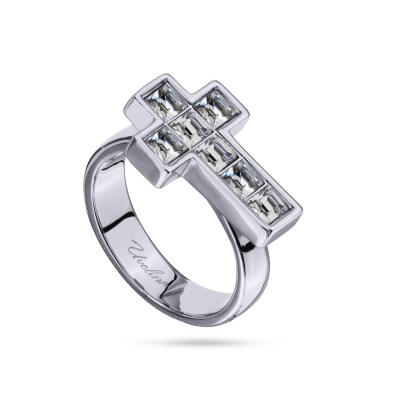 Кольцо Квадро (кристаллы SW белые; покрытие родий), Есть комплект