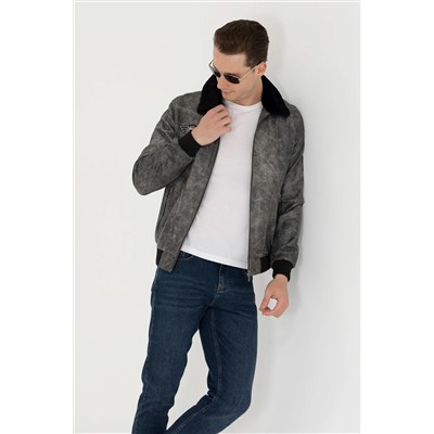 Erkek Antrasit Deri Ceket