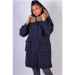 Зимняя парка удлиненная, с капюшоном натуральный мех арт. 619