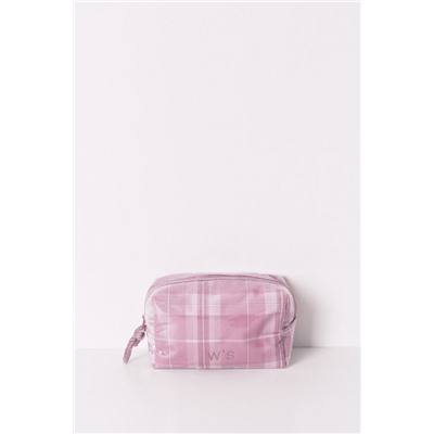 Neceser mediano estampado cuadros rosa