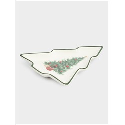 Блюдо, 23х20 см, керамика D, зеленое, Елка с подарками, Festival