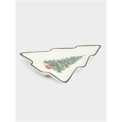 Блюдо, 23х20 см, керамика D, зеленое, Елка с подарками, Festival