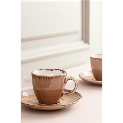 Monde 2 Kişilik Kahve Fincanı Takımı - Pudra - 90 ml