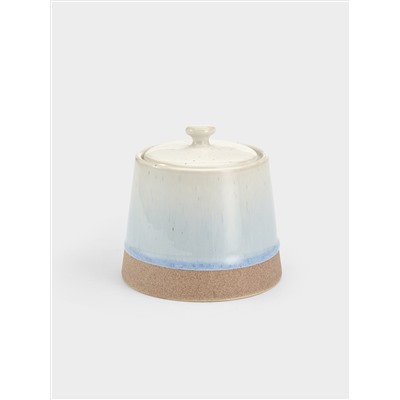 Сахарница, 9,5 см, 260 мл, керамика, бежево-голубая, в крапинку, Azurro