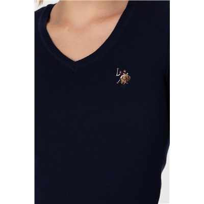 Kadın Lacivert V - Yaka Basic Kazak