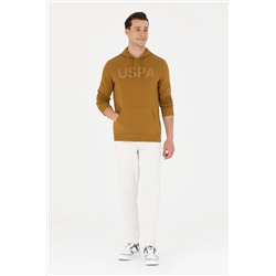 Erkek Açık Haki Kapüşonlu Basic Sweatshirt