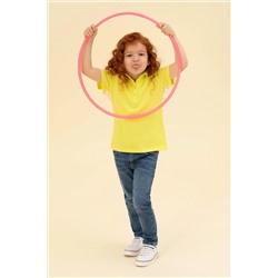 Kız Çocuk Neon Sarı Basic Polo Yaka Tişört