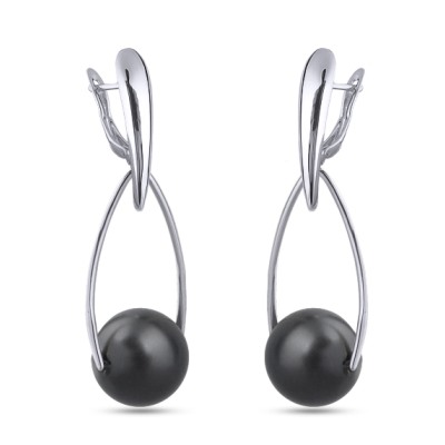 Серьги (Майорка 16мм черная матовая; покрытие родий), Есть комплект