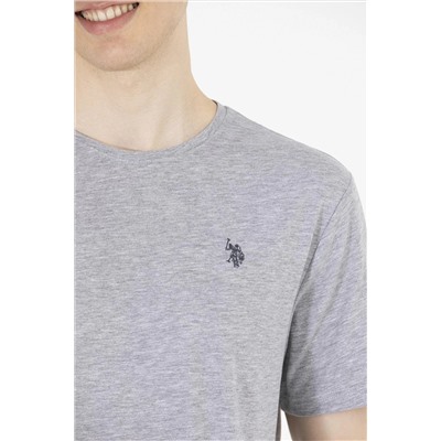 Erkek Gri Melanj Basic Bisiklet Yaka Tişört