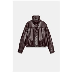 LEATHER EFFECT JACKET WITH PLEATS