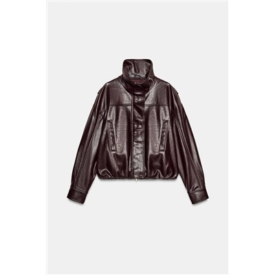 LEATHER EFFECT JACKET WITH PLEATS