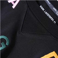 Женский свитшот свободного кроя и заниженной линией плеча и с вышивкой букв бренда  Kar*l Lagerfel*d