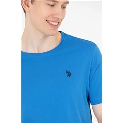 Erkek Saks Basic Bisiklet Yaka Tişört