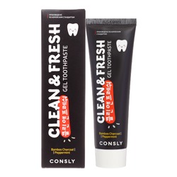 CONSLY Clean&amp;Fresh Bamboo Charcoal &amp; Peppermint Gel Toothpaste Гелевая зубная паста Clean&amp;Fresh с бамбуковым углем и перечной мятой 105г
