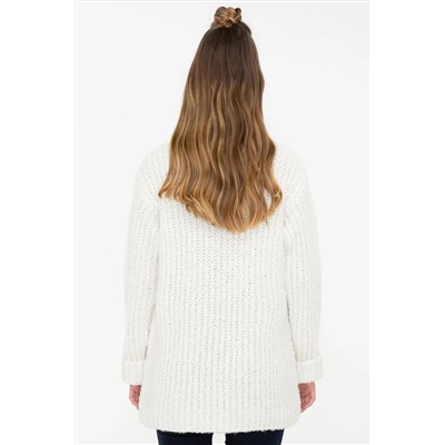 Kadın Krem V - Yaka Kazak