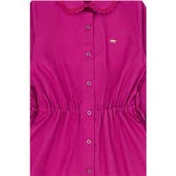 Kız Çocuk Menekşe Uzun Kol Dokuma Elbise